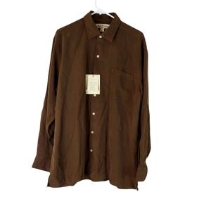 Tommy Bahama Royal Bermuda Silk Shirt Large Brown French Roast Long Sleeve NWT